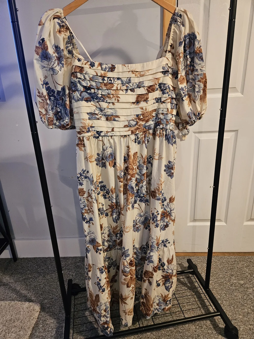 Abercrombie & Fitch Cream Maxi Dress with Blue & Brown Floral